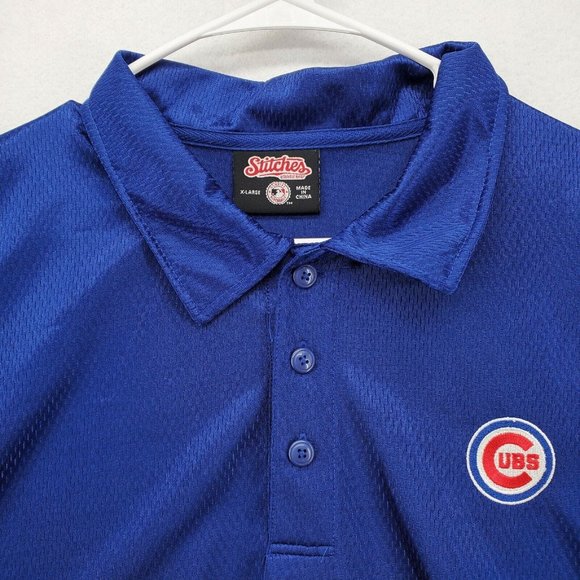 CHICAGO CUBS Shirt Men's Polo By Stiches Logo Blue Baseball Size Extra Large - Picture 8 of 12
